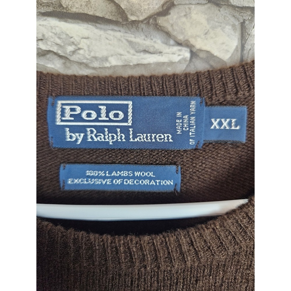 Polo Ralph Lauren Men's Vintage Long Sleeve Lambswool Knit Sweater Brown 2XL - Picture 4 of 7